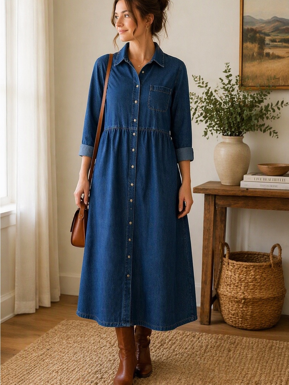 Vintage 90s Nordstrom MATCH Denim Shirt Dress NWT USA Size 12